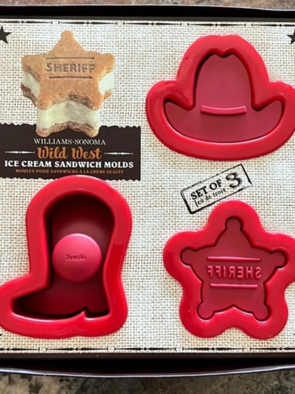 Williams Sonoma Red Wild West Kids Ice Cream Sandwich Molds - Set of 3